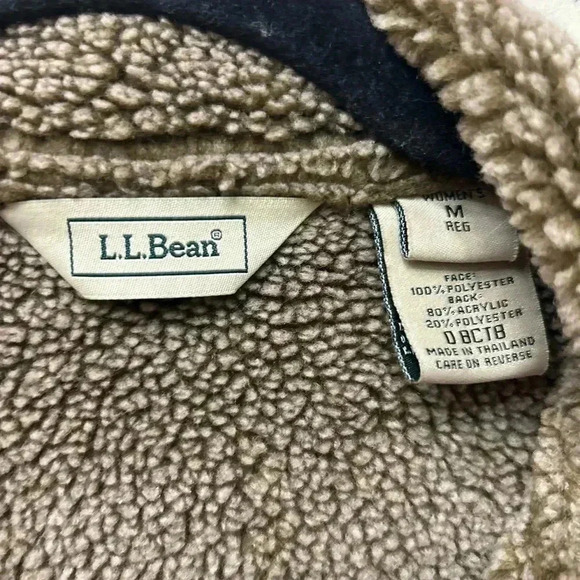 LL Bean MED Fleece Sherpa Lined Faux Suede  Jacket  y2k Winter Phoebe Buffay - Picture 5 of 7